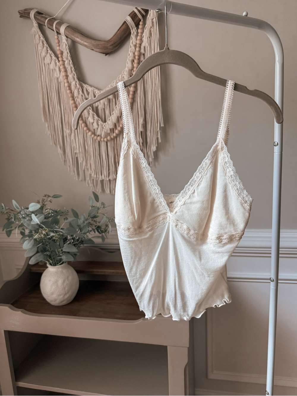 NATURAL LIFE Deep V-Neck Cami - Cream